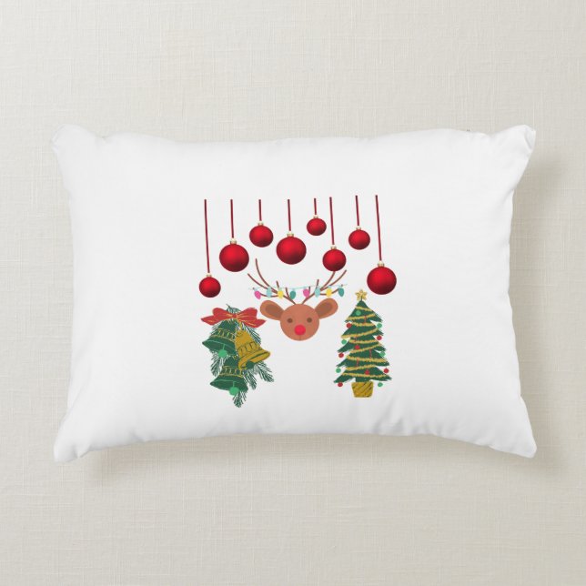 Magical Reindeer Bells and Christmas Tree Design  Dekokissen (Vorderseite)