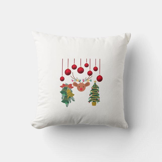 Magical Reindeer Bells and Christmas Tree Design  Kissen (Vorderseite)