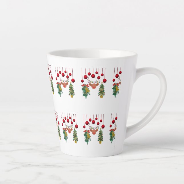 Magical Reindeer Bells and Christmas Tree Design  Milchtasse (Rechts)