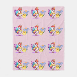 Magical Rooster Baby Girl Fleece Blanket