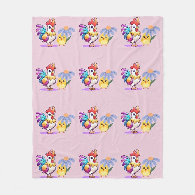 Magical Rooster Baby Girl Fleece Blanket (Vorderseite)
