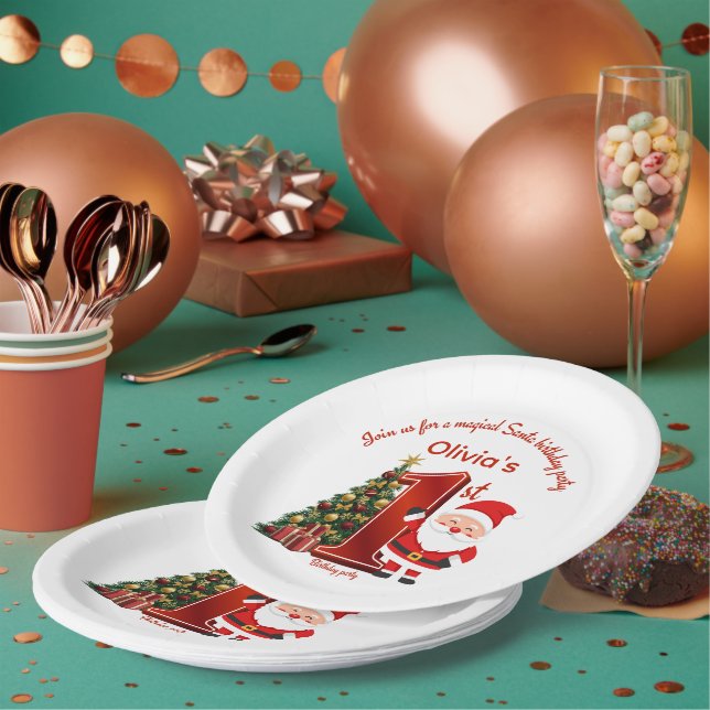 Magical Santa Birthday Design for Kids Pappteller (Multi)