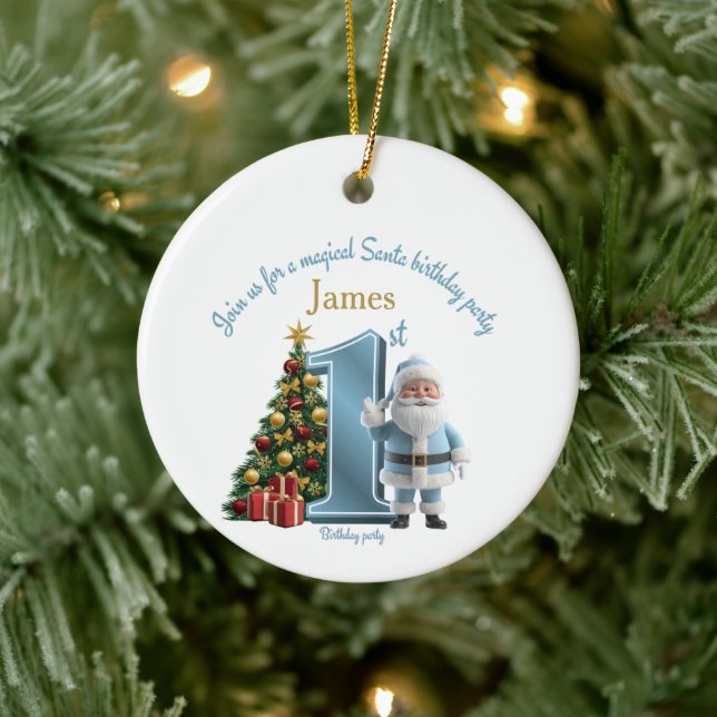 Magical Santa Birthday Invitation – 1st Birthday Keramik Ornament (Baum)