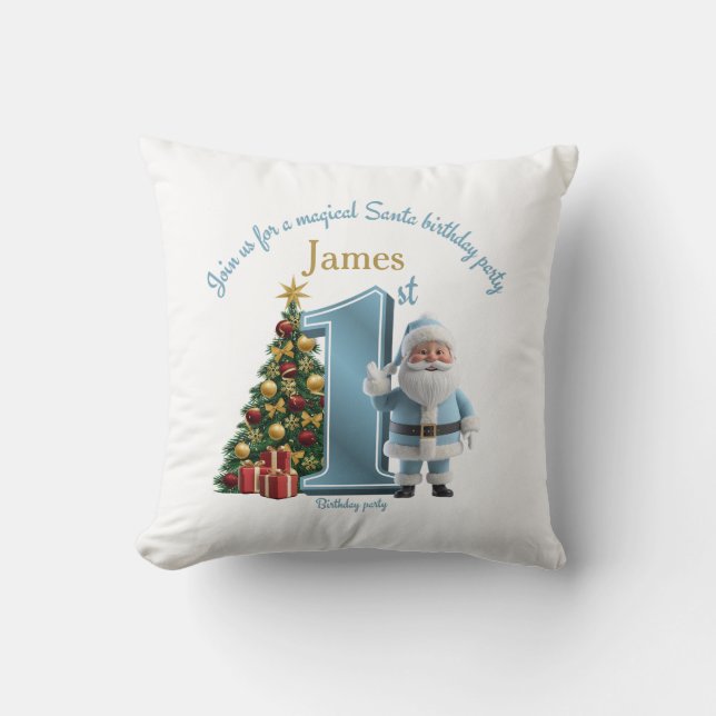 Magical Santa Birthday Invitation – 1st Birthday Kissen (Vorderseite)