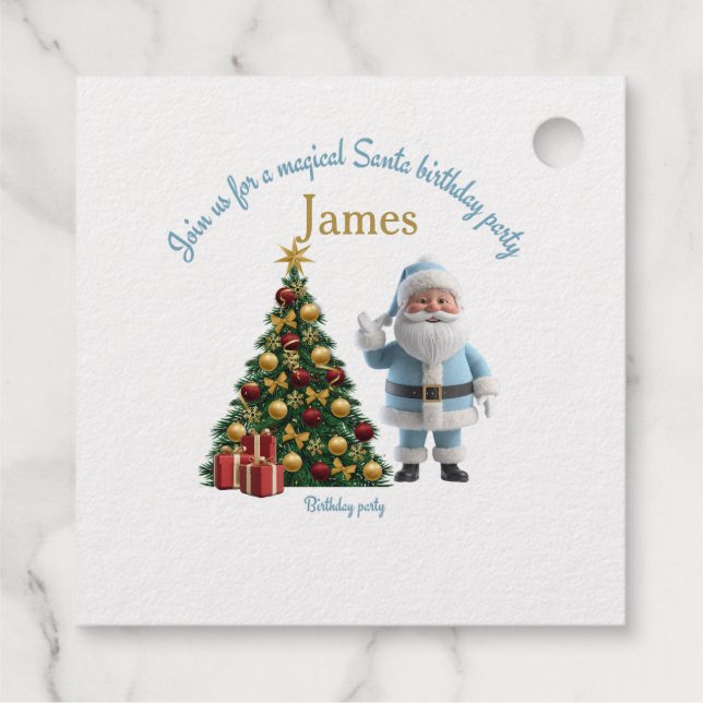 Magical Santa Birthday Invitation  Geschenkanhänger (Rückseite)