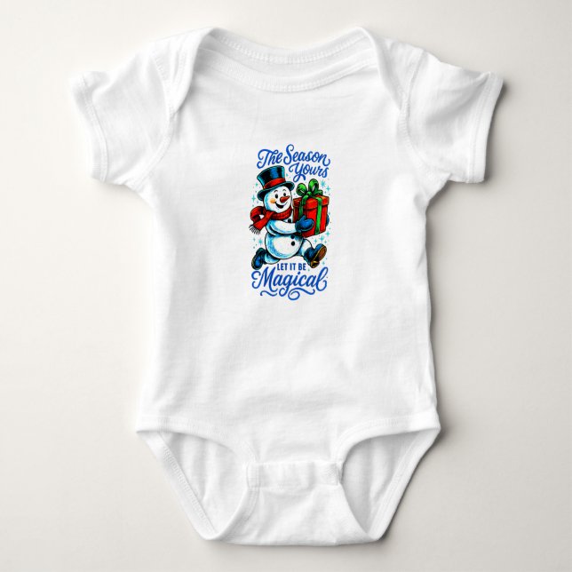 Magical Snowman Christmas Cute Festive Baby Strampler (Vorderseite)
