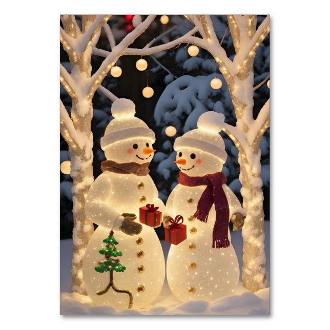 Magical Snowman Christmas Lights Tischnummer (Vorderseite)