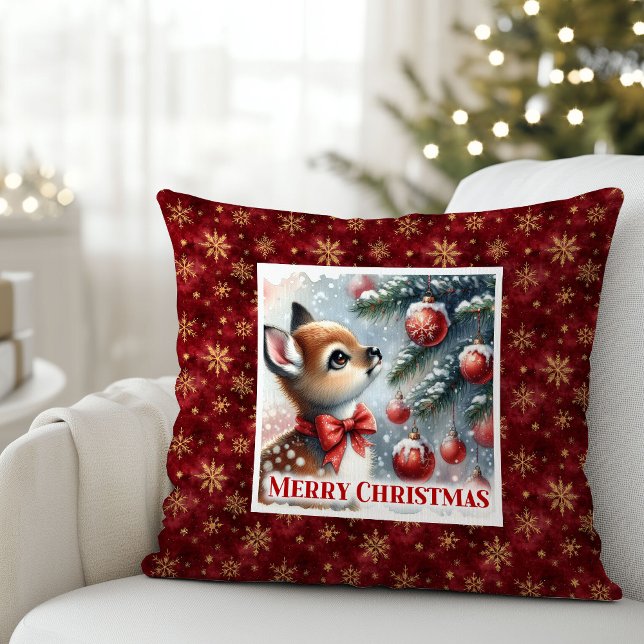 Magical snowy forest baby deer gift for kids room  kissen (Magical snowy forest baby deer gift for kids room decor)