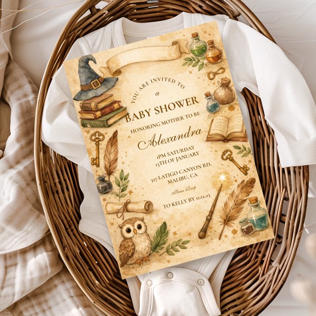 Magical Spellbook Wizard Baby Shower Einladung (Von Creator hochgeladen)