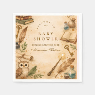 Magical Spellbook Wizard Baby Shower Serviette