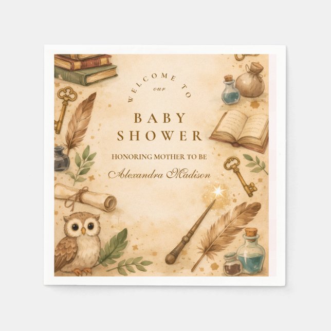 Magical Spellbook Wizard Baby Shower Serviette (Vorderseite)