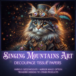 Magical Steampunk Maine Coon Cat Decoupage Seidenpapier