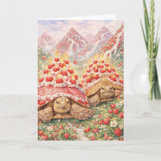 Magical Strawberry land with birthday cake turtles Karte