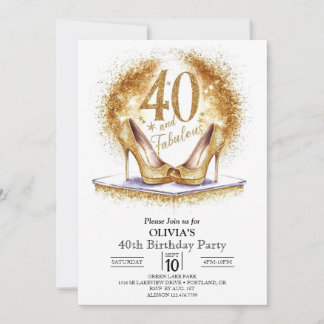 Magical Stylish Digital Gold 40. Geburtstag Einladung