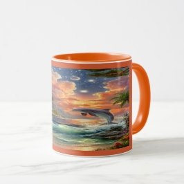 Magical Sunset Dolphin Tropical Ocean Mug Tasse