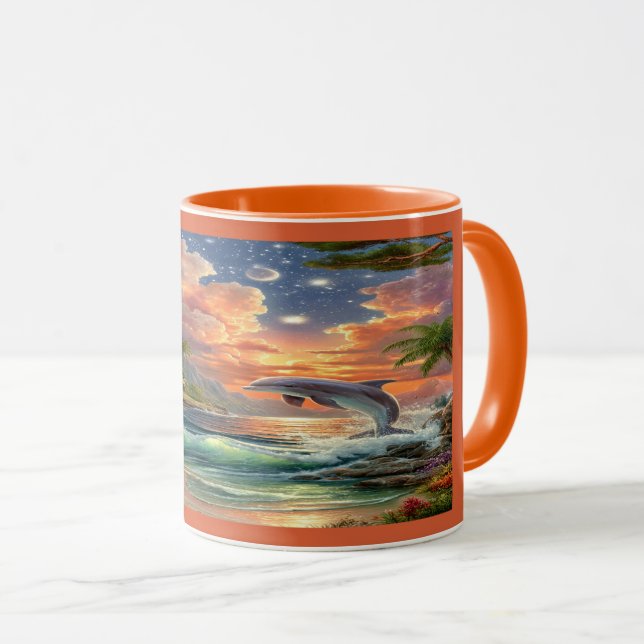 Magical Sunset Dolphin Tropical Ocean Mug Tasse (VorderseiteRechts)