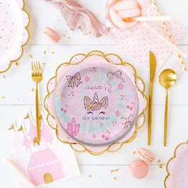 Magical Tie Dye Unicorn Coquette Bow Birthday  Pappteller