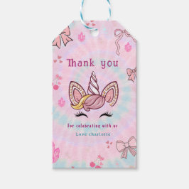 Magical Tie Dye Unicorn Coquette Bow Geschenkanhänger