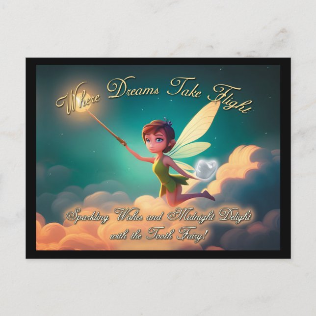 Magical Tooth Fairy - "Wo Träume fliegen lassen" Postkarte (Vorderseite)