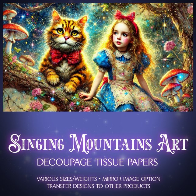 Magical Treetop Tales Alice and Cat Decoupage Seidenpapier (Von Creator hochgeladen)