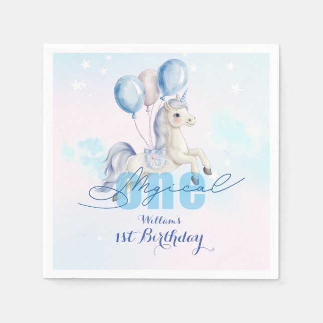 Magical Unicorn 1st Birthday Serviette (Vorderseite)