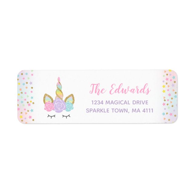 Magical Unicorn Address Labels Unicorn Party (Vorne)