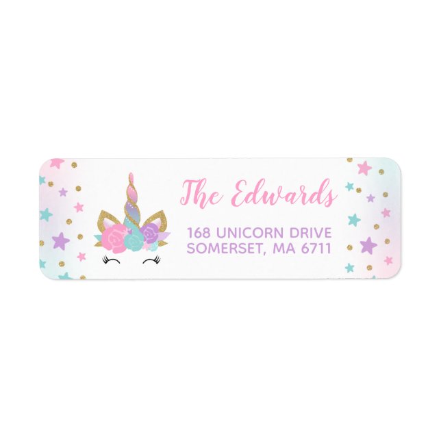 Magical Unicorn Address Labels Unicorn Party (Vorne)