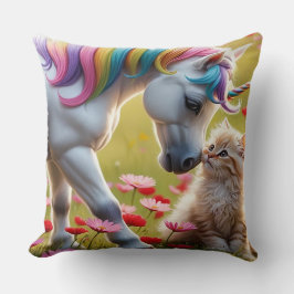 Magical Unicorn and Kitten Best Friends  Kissen