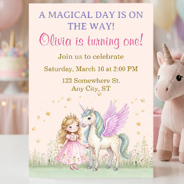 Magical Unicorn and Princess Birthday Einladung