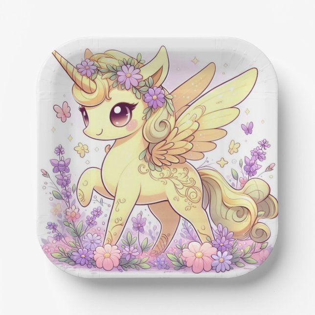 Magical Unicorn Baby Dusche Pappteller (Vorderseite)