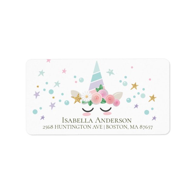 Magical Unicorn Baby Showmarke Adressaufkleber (Vorne)