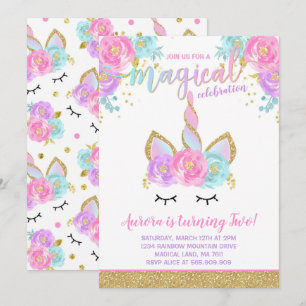 Magical Unicorn Birthday Einladung Unicorn Party