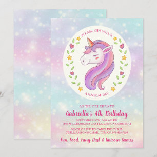 Magical Unicorn Birthday Girl Party Einladung