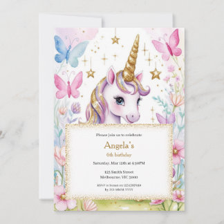 Magical Unicorn Birthday Girls Einladung