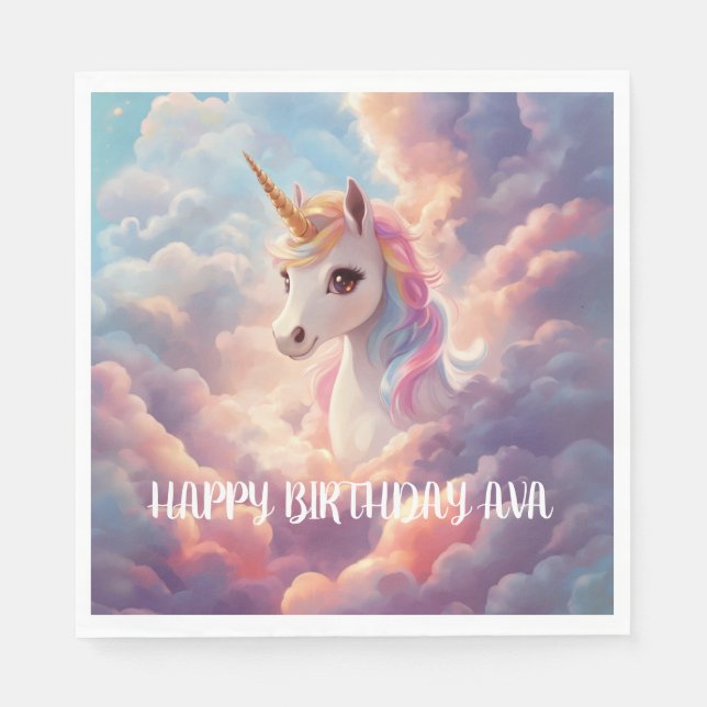 Magical Unicorn Birthday Napkins Serviette (Vorderseite)