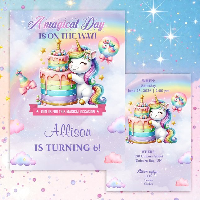 Magical Unicorn Birthday Party Invitation Einladung (Von Creator hochgeladen)