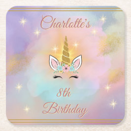 Magical Unicorn Birthday Rechteckiger Pappuntersetzer