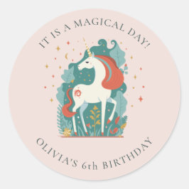 Magical Unicorn Birthday Runder Aufkleber