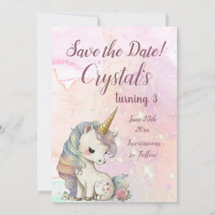 Magical Unicorn Birthday Save The Date