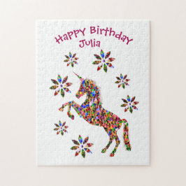 Magical Unicorn Blume Happy Birthday Personalize