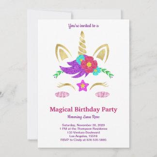 Magical Unicorn Einladung zum Geburtstag