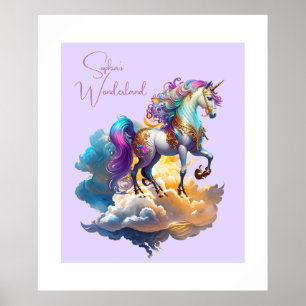 Magical Unicorn Fantasiewolken Geburtstag Poster