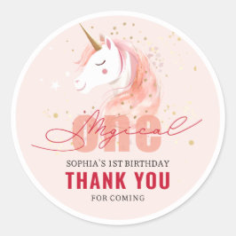 Magical Unicorn First Birthday Runder Aufkleber