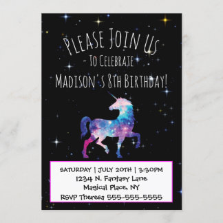 Magical Unicorn Galaxy Geburtstag Einladung