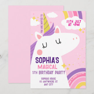 Magical Unicorn Geburtstag Einladung Regenbogen
