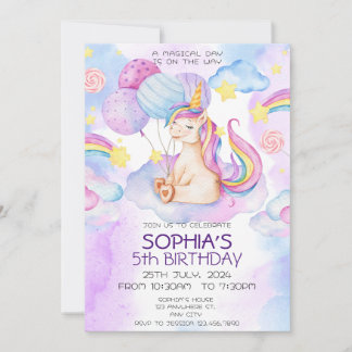 Magical Unicorn Geburtstag Einladung Regenbogen