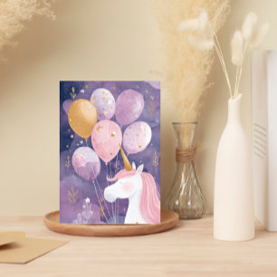 Magical Unicorn Geburtstagskarte Pink & Gold Ballo Postkarte