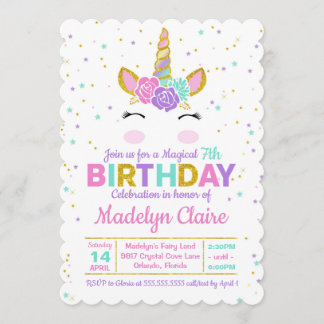 Magical Unicorn Geburtstagsparty Einladung