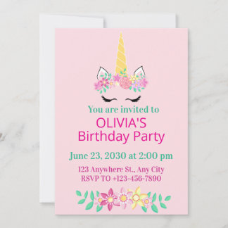 Magical Unicorn Geburtstagsparty Einladung