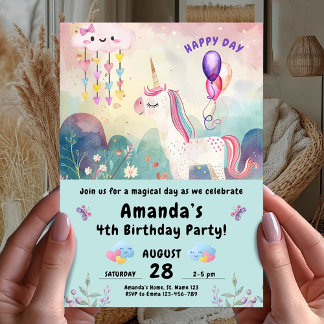 Magical Unicorn Geburtstagsparty Einladung